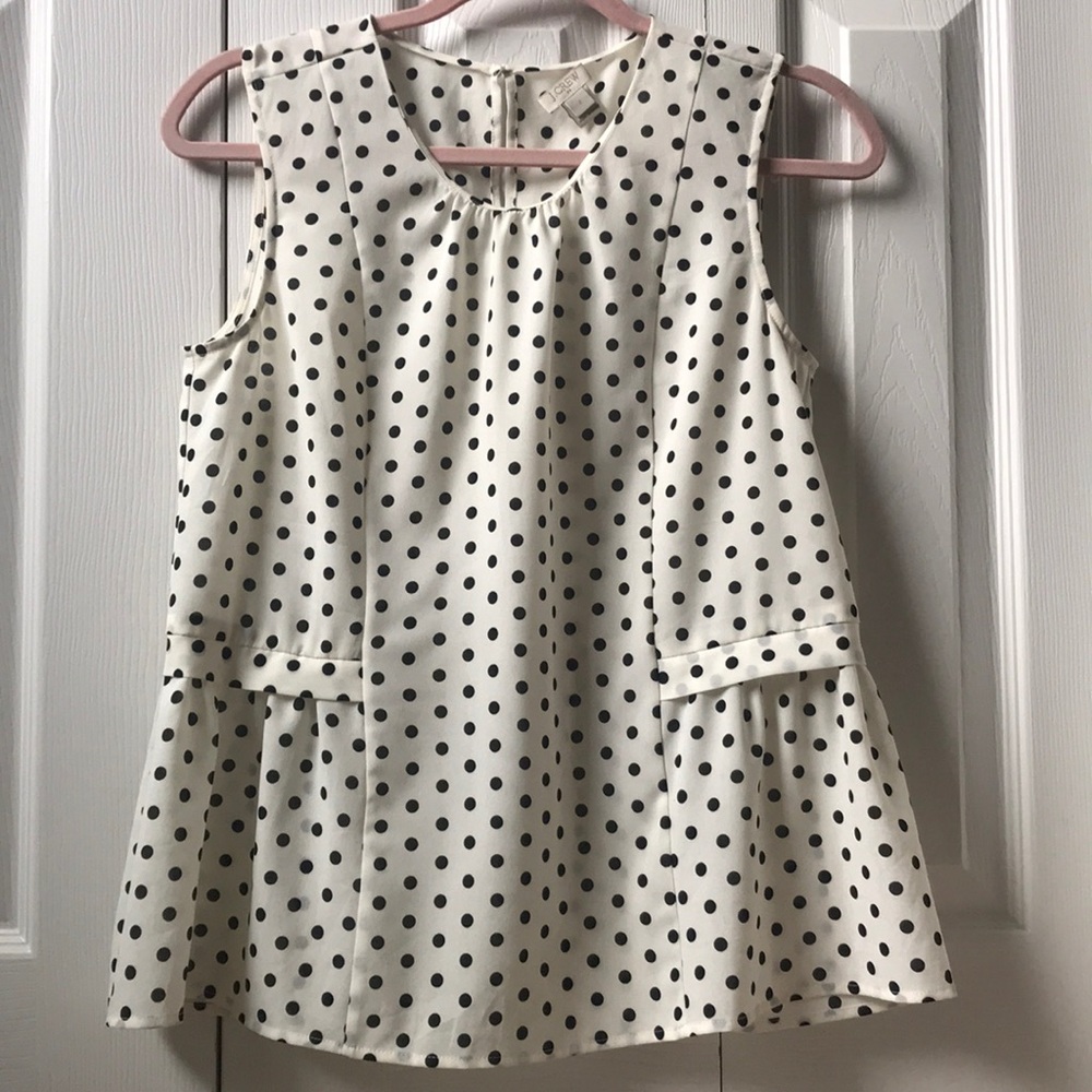 J. CREW peplum ruffle polka-dot sleeveless blouse